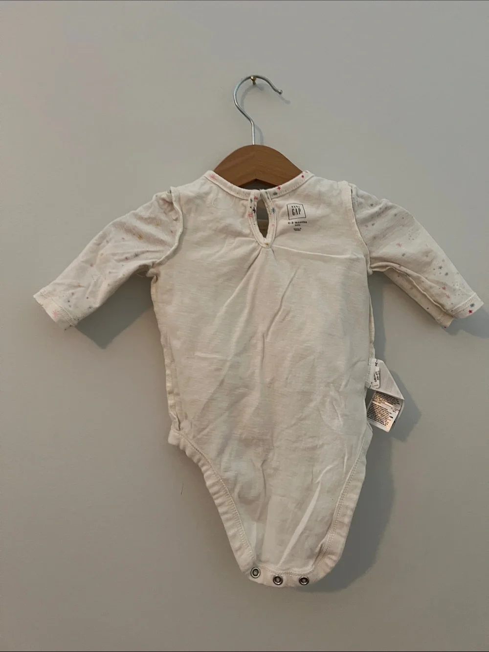 Gap | Baby Girls Cream Star-Print Ruffle Bodysuit Top Size 0-3 Months